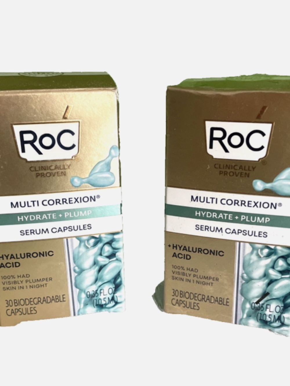 2 PACK - ROC MULTI CORREXION HYDRATE + PLUMP NIGHT SERUM CAPSULES 30 COUNT NEW